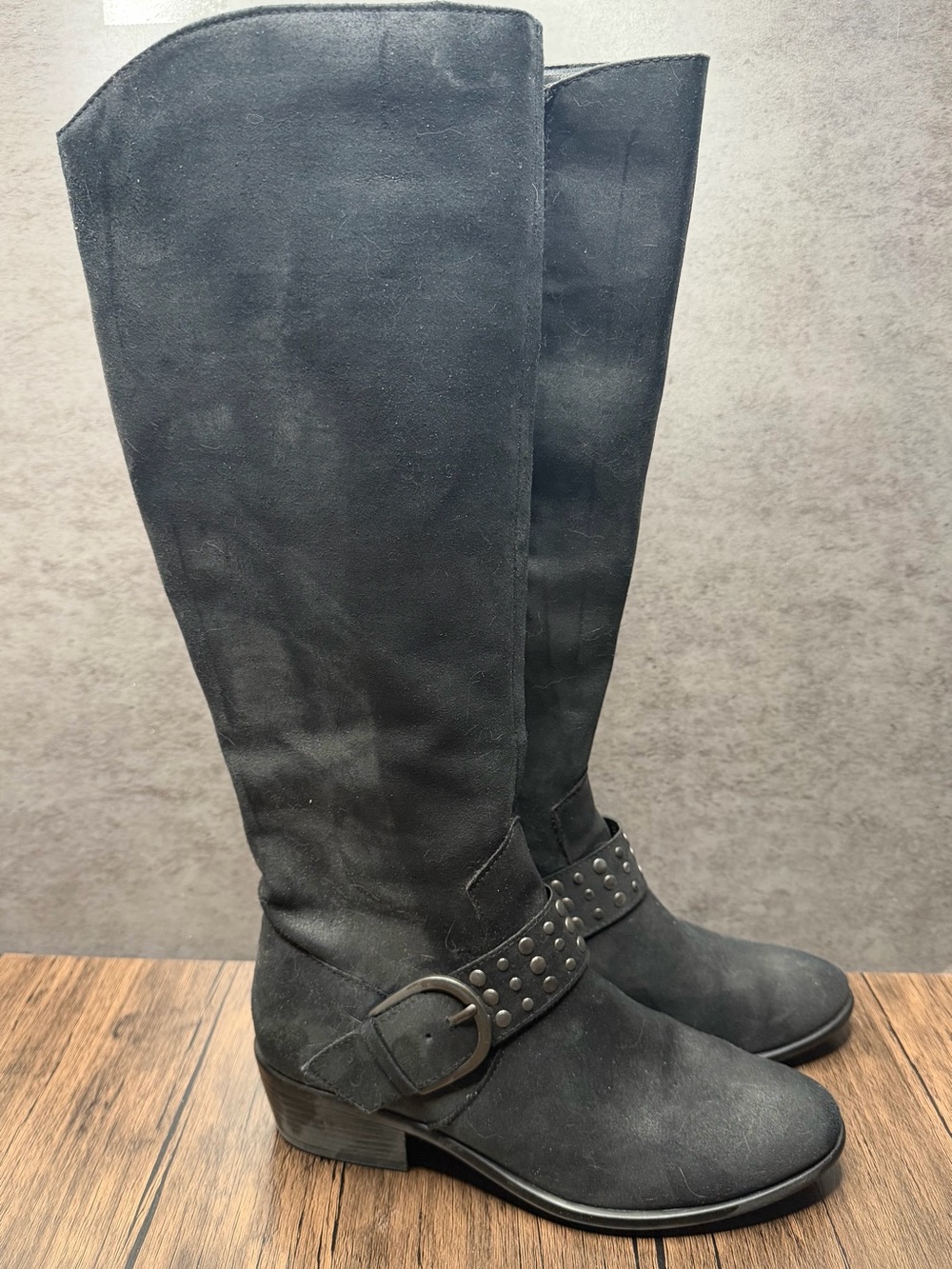 A2 By Aerosoles women’s PALMYRA Black Knee High Boot Biker Motorcycle 8.5M